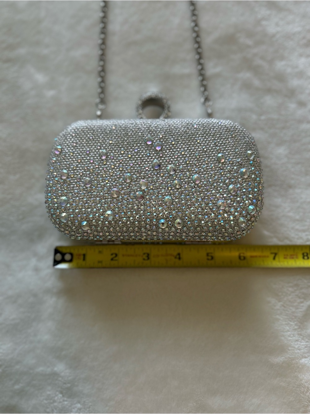Charming Charlie RSVP Crystal Embellished Silver Evening Clutch - Picture 9 of 11